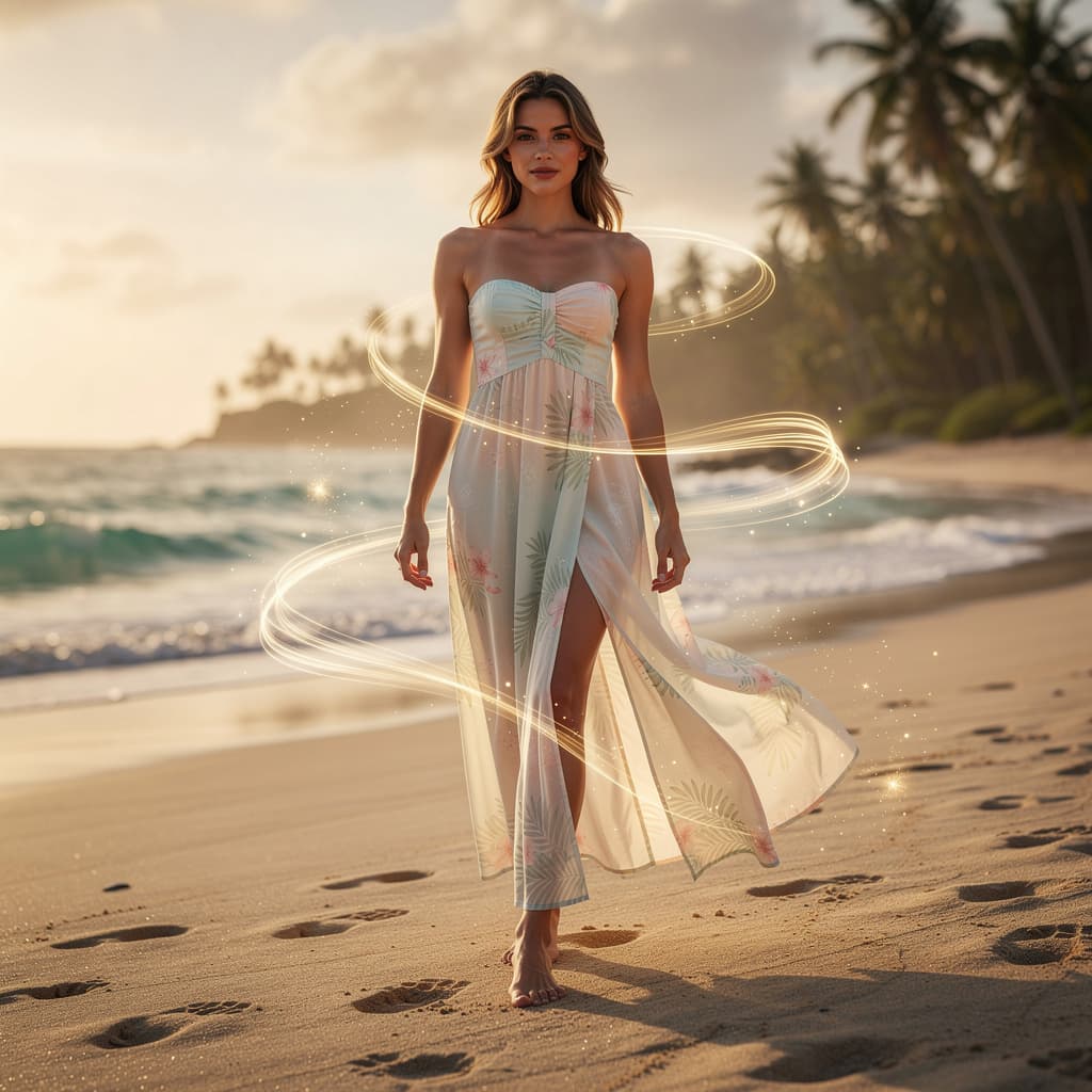 AI generated: transform to strapless bikini