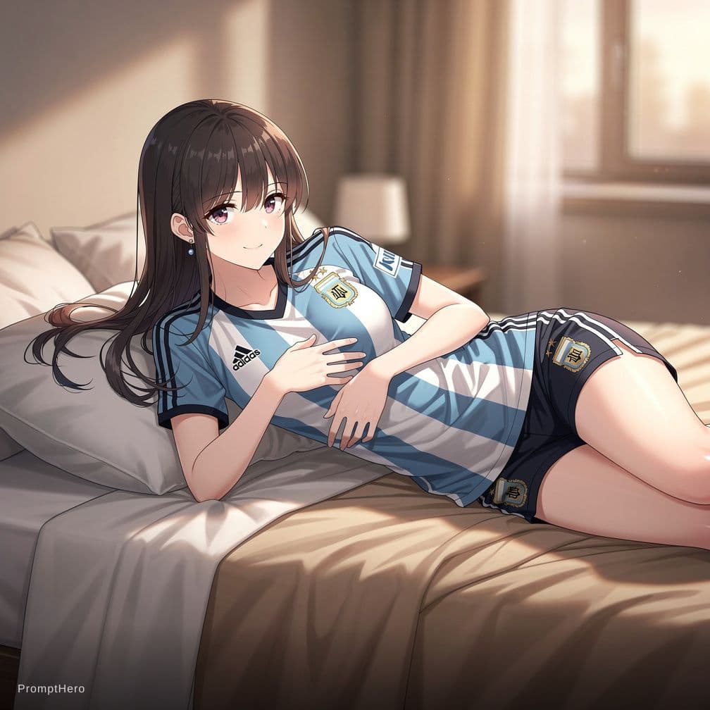 AI generated: undefined  
Airu, the same sensual anime waifu with her long dark hair spread across the pillow, eye...