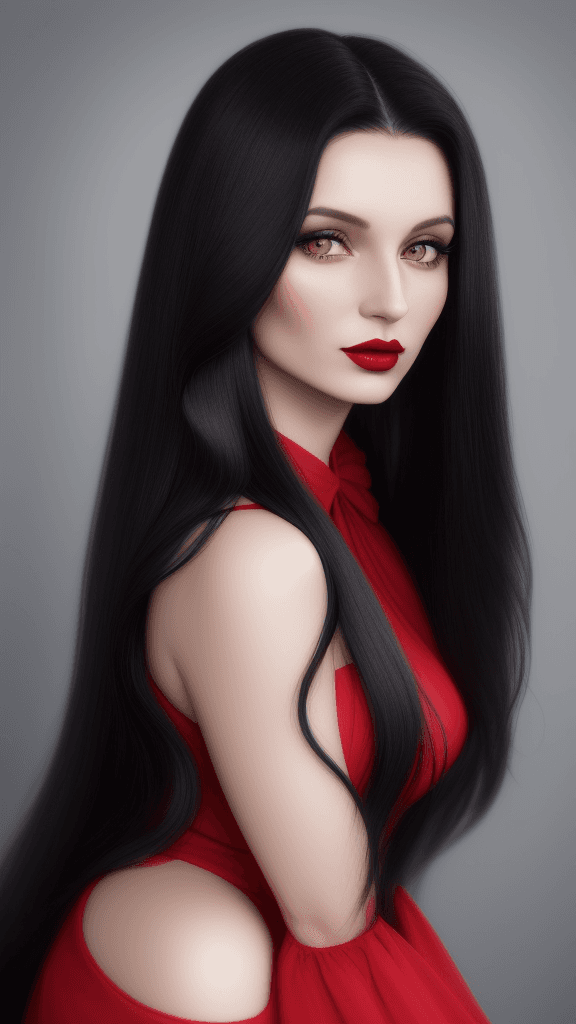 AI generated: arafed woman with long hair and red lipstick posing for a picture, ekaterina, profile image, red lip...