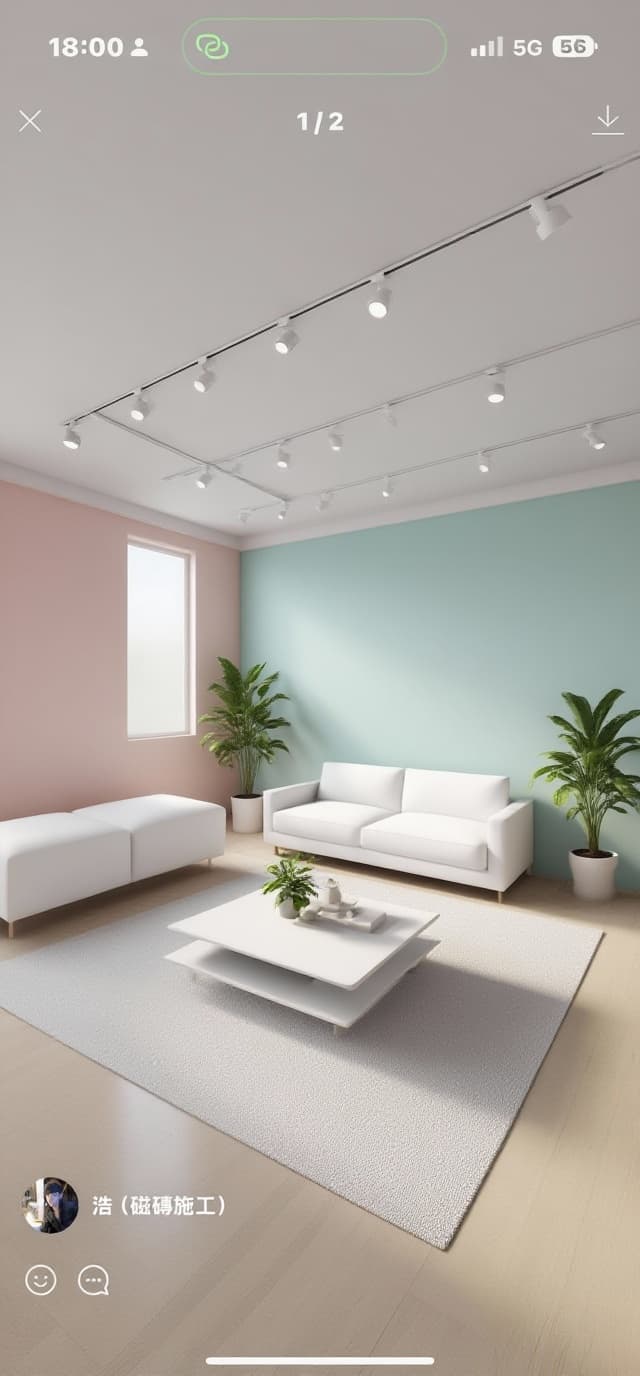 AI generated: A highly detailed, minimalist living room with basic white furniture and pastel colors on the walls....