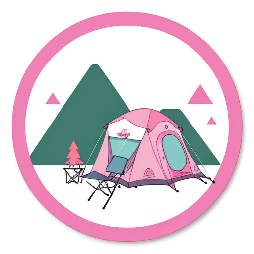 AI generated: sticker of camping, pink, pixar + anime, colorful, highly detailed, exquisite, flat vector image, br...