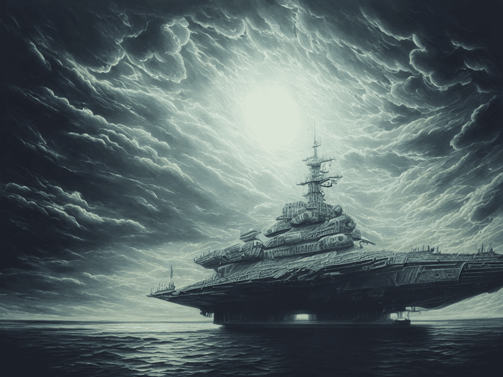 AI generated: mdjrny-v4 style, incredible highly detailed space ship breaking into new dimension, perfect composit...
