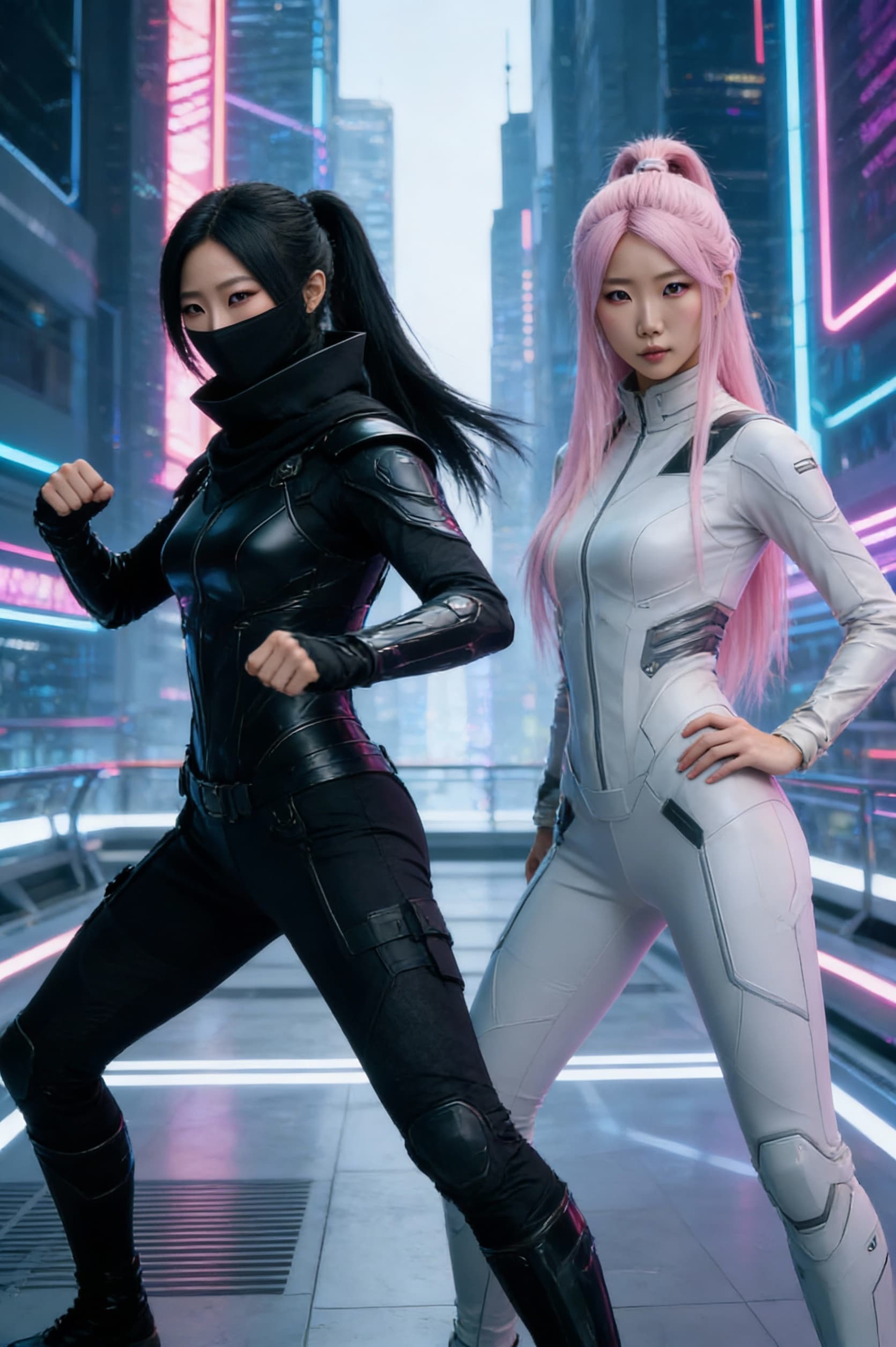 AI generated: Image one is Ri'iko Kik'uchika, the cold Vitari Master and skilled killer and Image two is Hi'karii ...