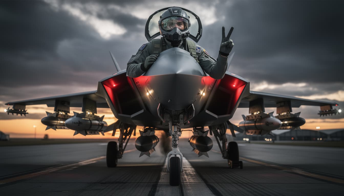 AI generated: An image of a highly advanced fighter jet equipped with a variety of new-generation missiles, with a...