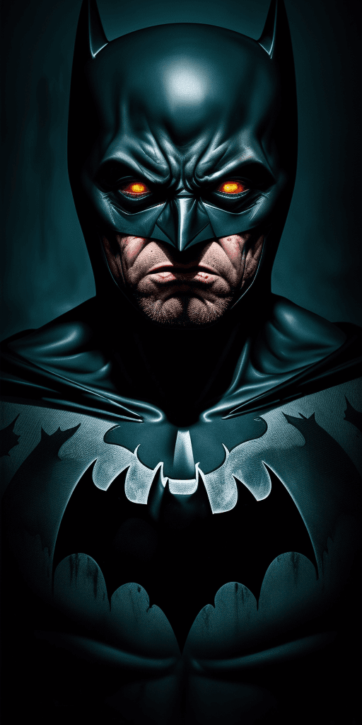 AI generated: 8k Studio Photography, battered Batman,  Scary Creepy (Grisly) Ominous, Painted with Vibrant Oils, (...