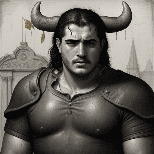 AI generated: spanish bull, in the style of sam spratt, historical illustrations, old masters, genndy tartakovsky,...