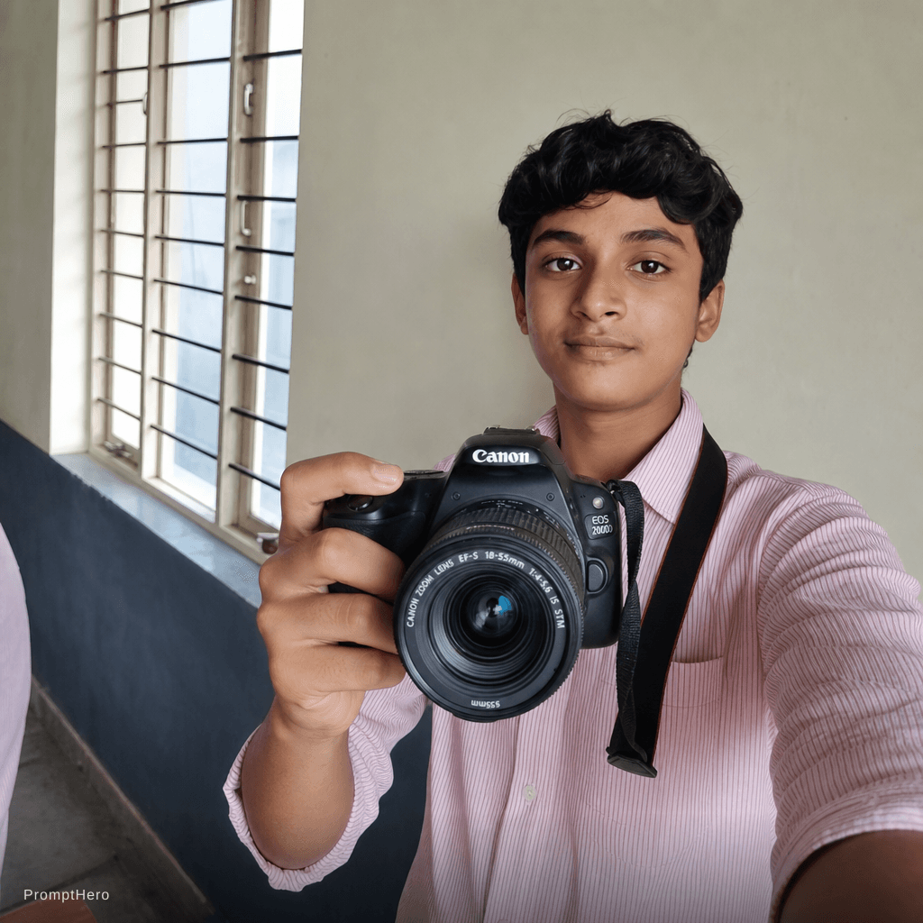 AI generated: Maine capsule that he was taking the photo with DSLR camera 
