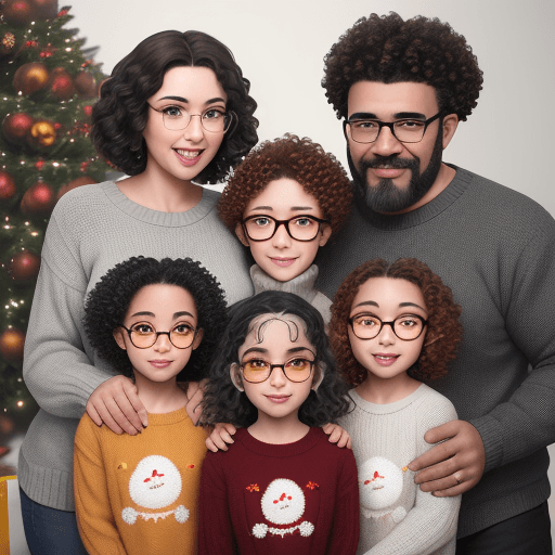 AI generated: An ultra realistic happy family christmas photo of a large gevan a father with short gray hair and b...