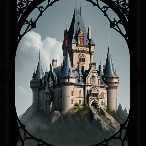 AI generated: Create a description of a Gothic-style castle with an airy view, emphasizing its mysterious nature