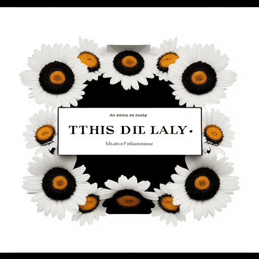 AI generated: This is a book cover, it has a white background and black daisies on it