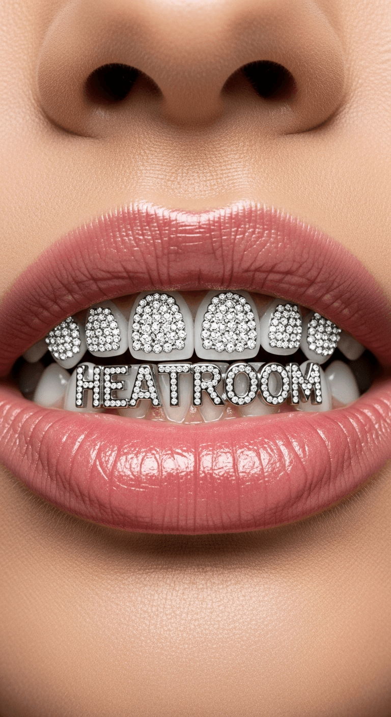 AI generated: Extreme close-up of a woman’s mouth only, no face visible. Full, thick lips with a glossy finish, li...