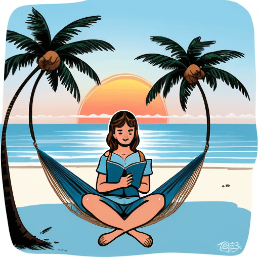 AI generated: round logo with writing on the top in blue "An Introvert Island" featuring a small island with two p...