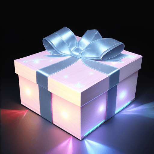 AI generated: Fiber optic laser beam from outside makes a beautiful gift box with bow