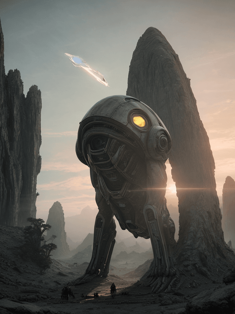 AI generated: Photo of a ultra realistic Alien Spaceship Invasion , dramatic light, pale sunrise, cinematic lighti...