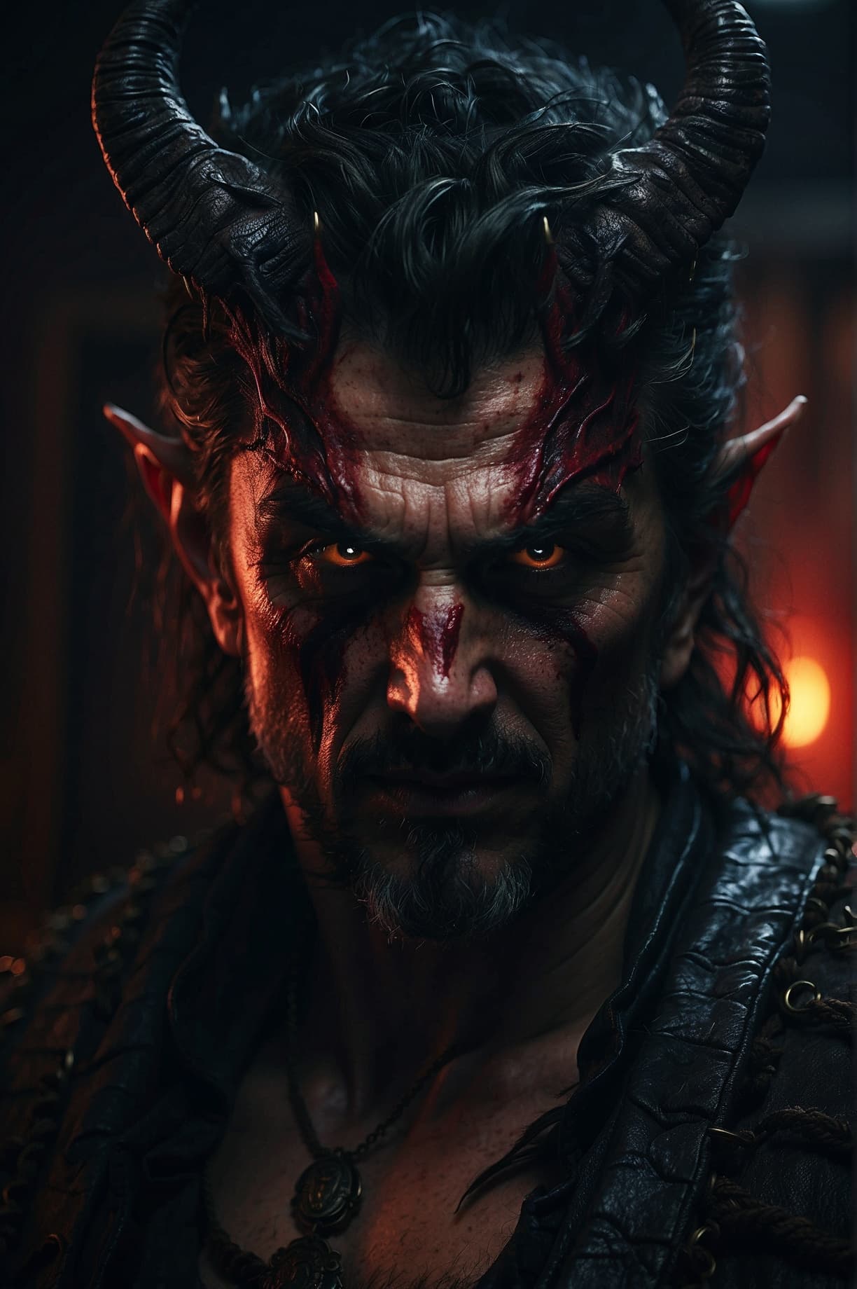 AI generated: here is a man with a demonic appearance. The reincarnated antagonist, the final boss. The invincible...
