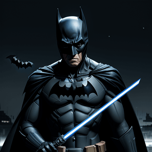 AI generated: Batman with sword from star wars, 4k , ultra HD 