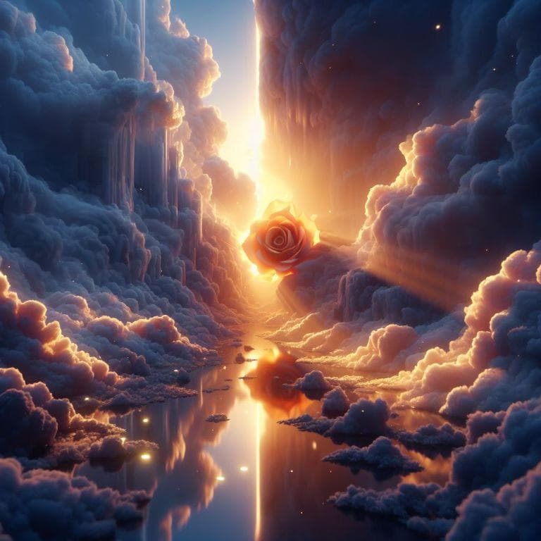 AI generated: The sky split , and it became a rose like paint . hyper-realistic 3D image using advanced techniques...