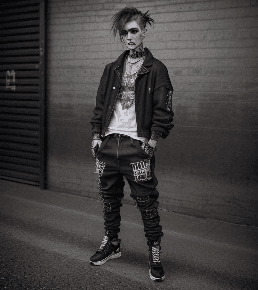 AI generated: Hyper photorealistic eye level full-body photograph of a male clothing brand model, outfit style ble...