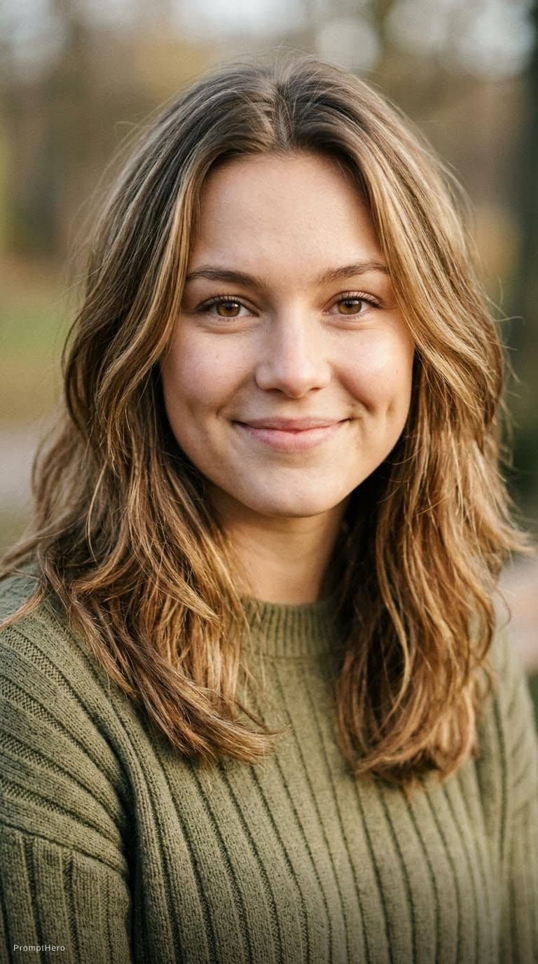 AI generated: portrait of hot 23 years old Swedish girl, with blonde brunette hair and brown hazel eyes, she has s...