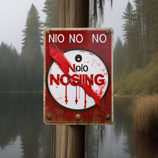 AI generated: a "no fishing" sign with blood dripping down