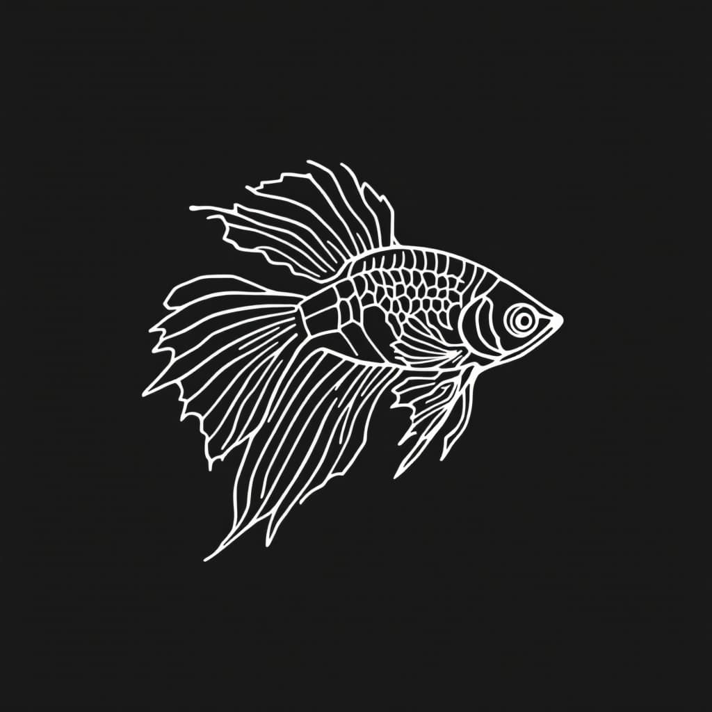 AI generated: make me a logo for a store with a bettafish made of white geometric straight lines, in Japanese styl...