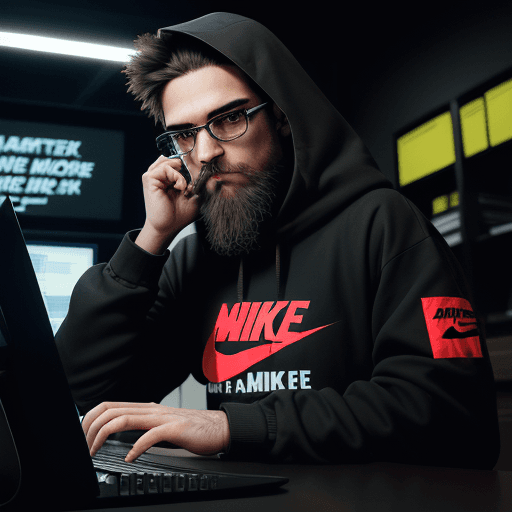 AI generated: hacker, dark room, coder, computer, man, medium beard, cool, grunge, (typing), ultra detailed and de...