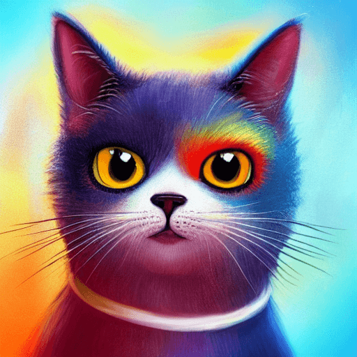 AI generated: cute colorful cat playing football, cat wink, cat design, a smiling cat, art photography style, tren...