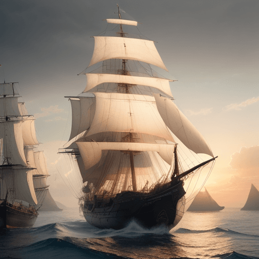 AI generated: Photo of a ultra realistic sailing ship, dramatic light, pale sunrise, cinematic lighting, battered,...