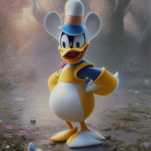 AI generated: Photorealistic donald duck, character design, photorealism, detailed hair, punk art, acid punk, clut...