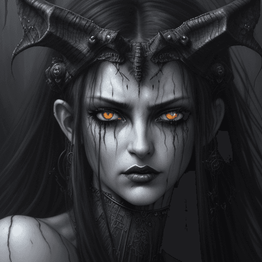 AI generated: A highly detailed (((luis royo fantasy style dark female portrait))), of a very beautiful and striki...