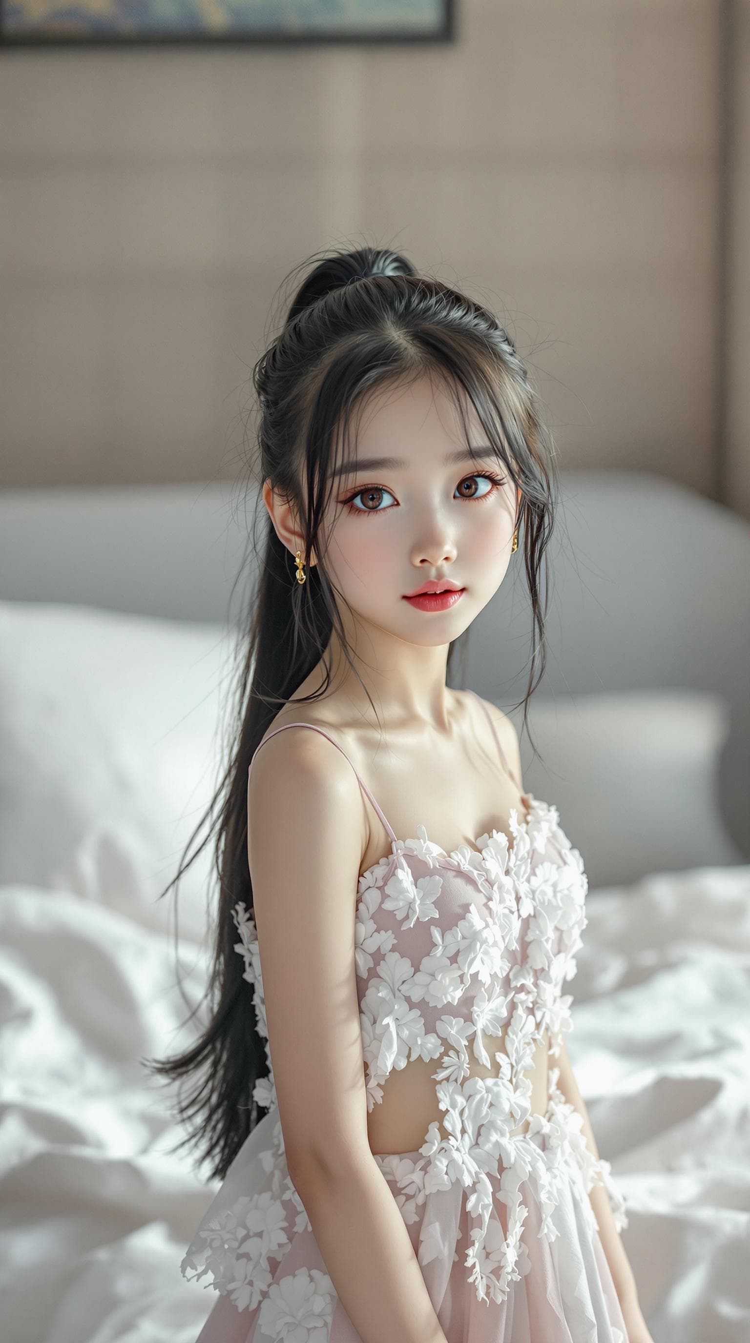 AI generated: a professional photo of a exceptionally beautiful girl in the world (age 7), (seven year old), north...