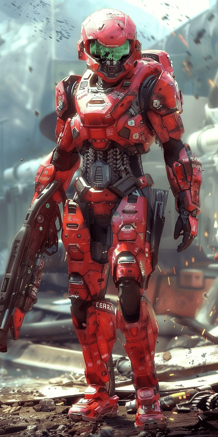 AI generated: ultra high definition photo, futuristic warrior in full battle armor, in the style of science fictio...