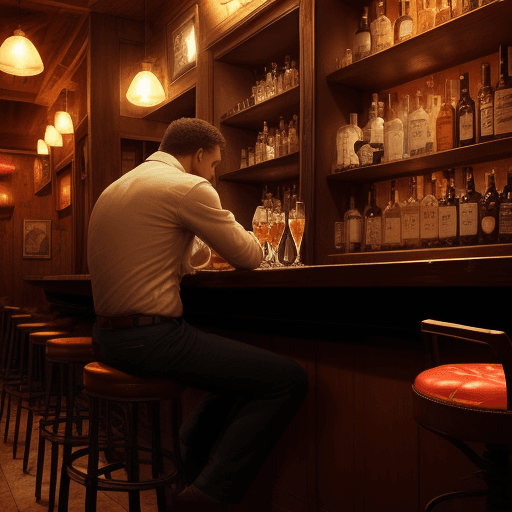 AI generated: there is a bar inside a man drank cause his love leave 