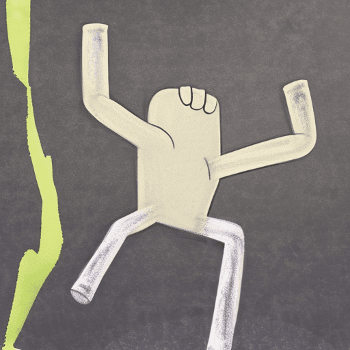 AI generated: create an 
cave painting like cartoonish charcoal image of a stick figure lifting weights