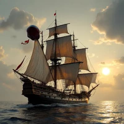 AI generated video: photo of a ultra realistic sailing ship, dramatic light, pale sunrise, cinematic lighting, battered,...