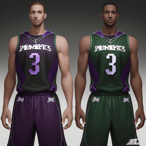 AI generated: design a green jersery with dark purple shards  