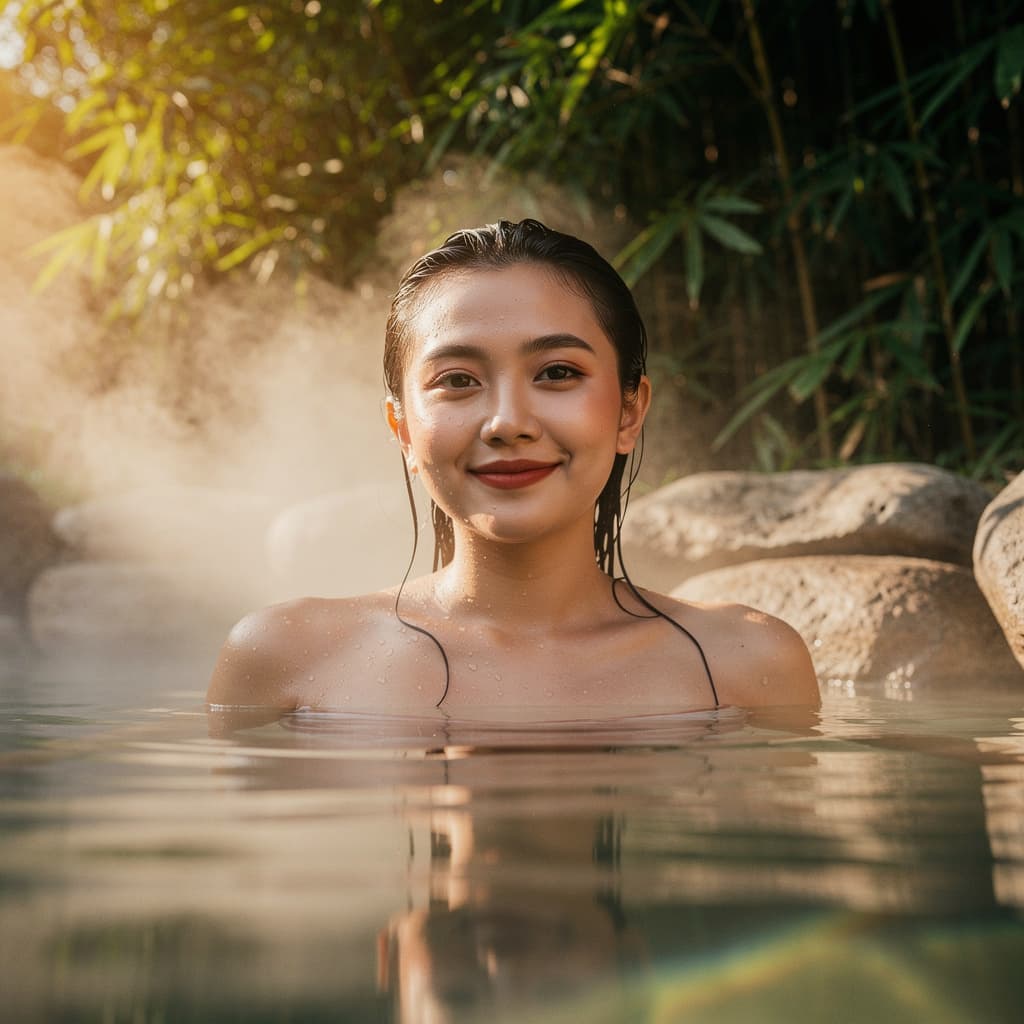 AI generated: A highly detailed, photorealistic, cinematic close-up shot of a beautiful young Indonesian woman par...