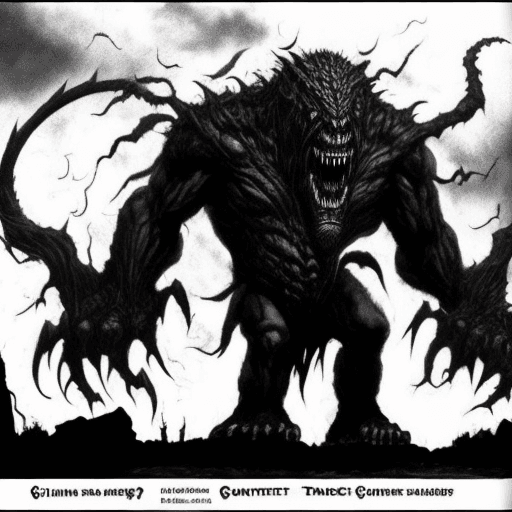 AI generated: giant monster, darkness, agressive pose :: epic emotional, rage, anger, power, tribal darkfantasy