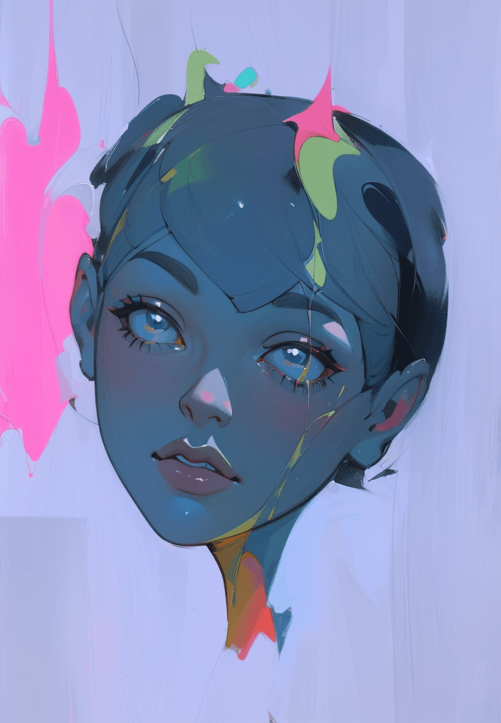 AI generated: a close up of a painting of a woman's face, a gouache, inspired by James Jean, tumblr, melinda matya...