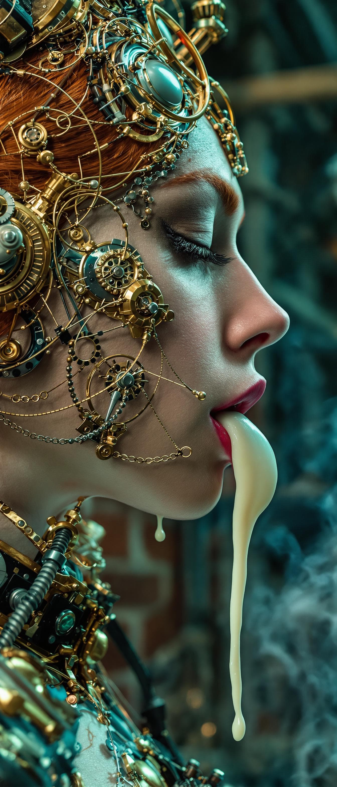 AI generated: High resolution photography  Side profile of a beautiful Redheaded European woman with porcelain ski...