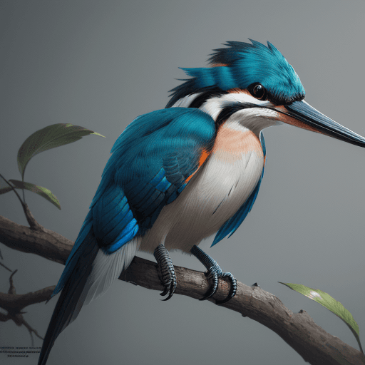 AI generated: a Black-capped Kingfisher , perched on branch,light gray background,Crazy details, Ultra HD picture ...