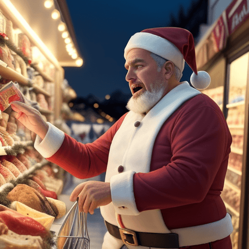 AI generated: muestrame a un papa noel robando una tienda en plena noche buena