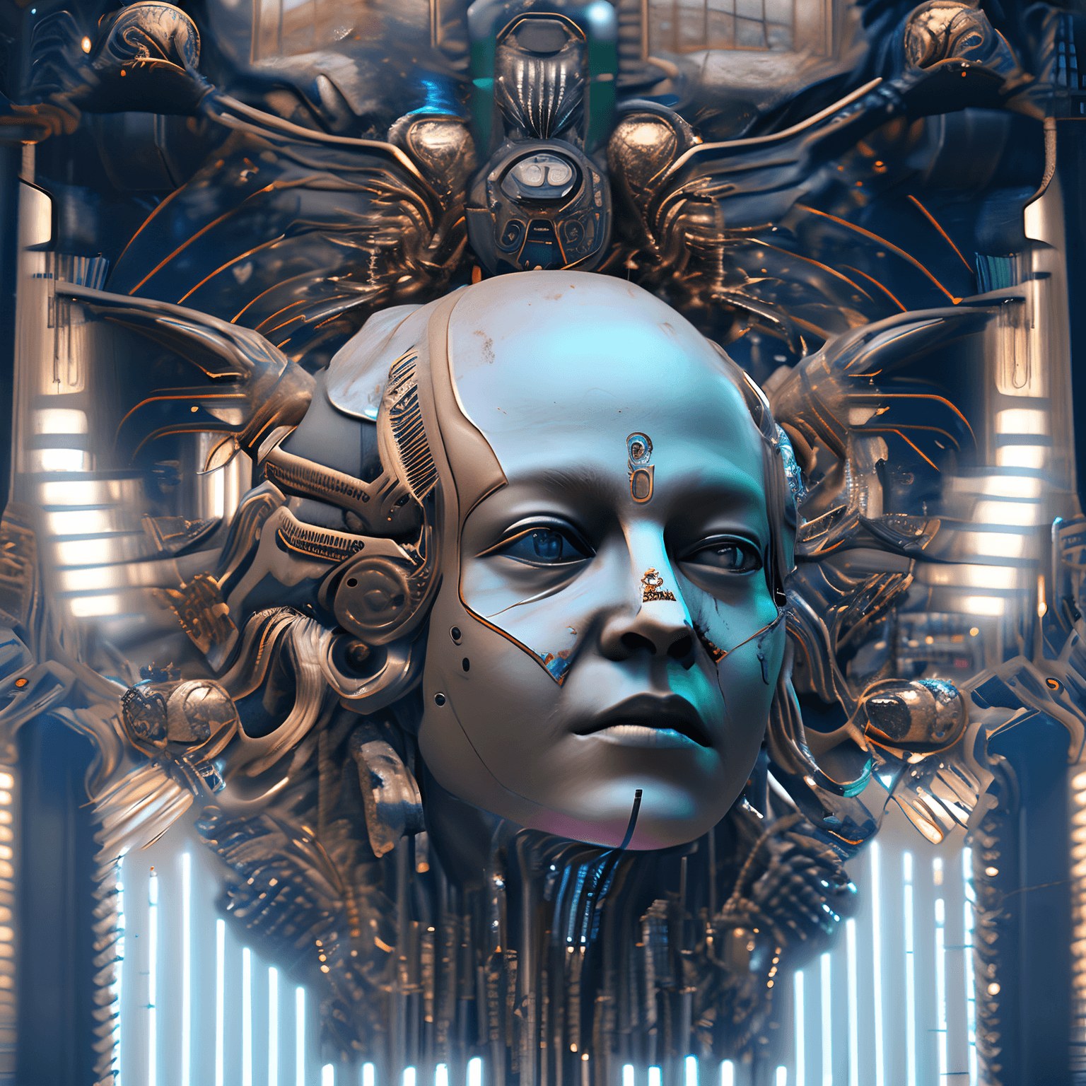 AI generated: Extremely high resolution masterpiece of a portrait of a beautiful cyborg with anatomical, mechanica...