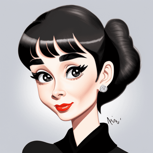 AI generated: Audrey Hepburn caricature  --niji 5