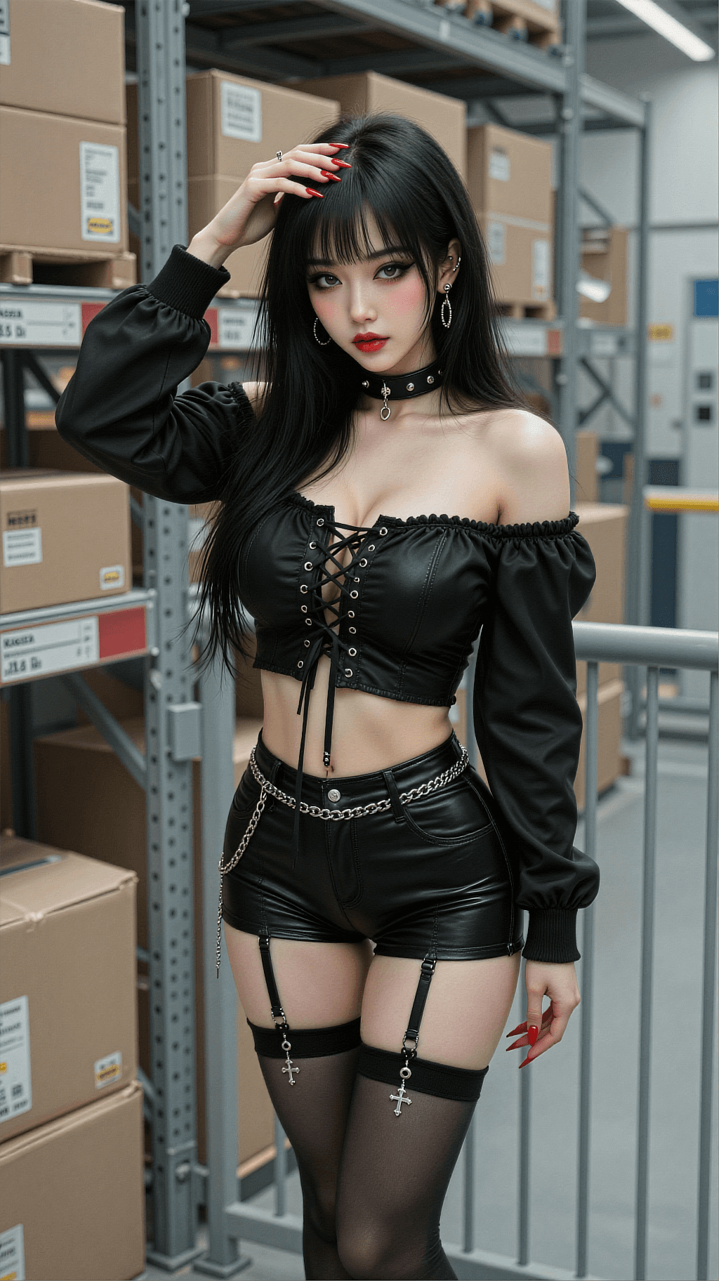 AI generated: The image is a high-quality realistic photograph shot from high angle. A young East Asian woman with...
