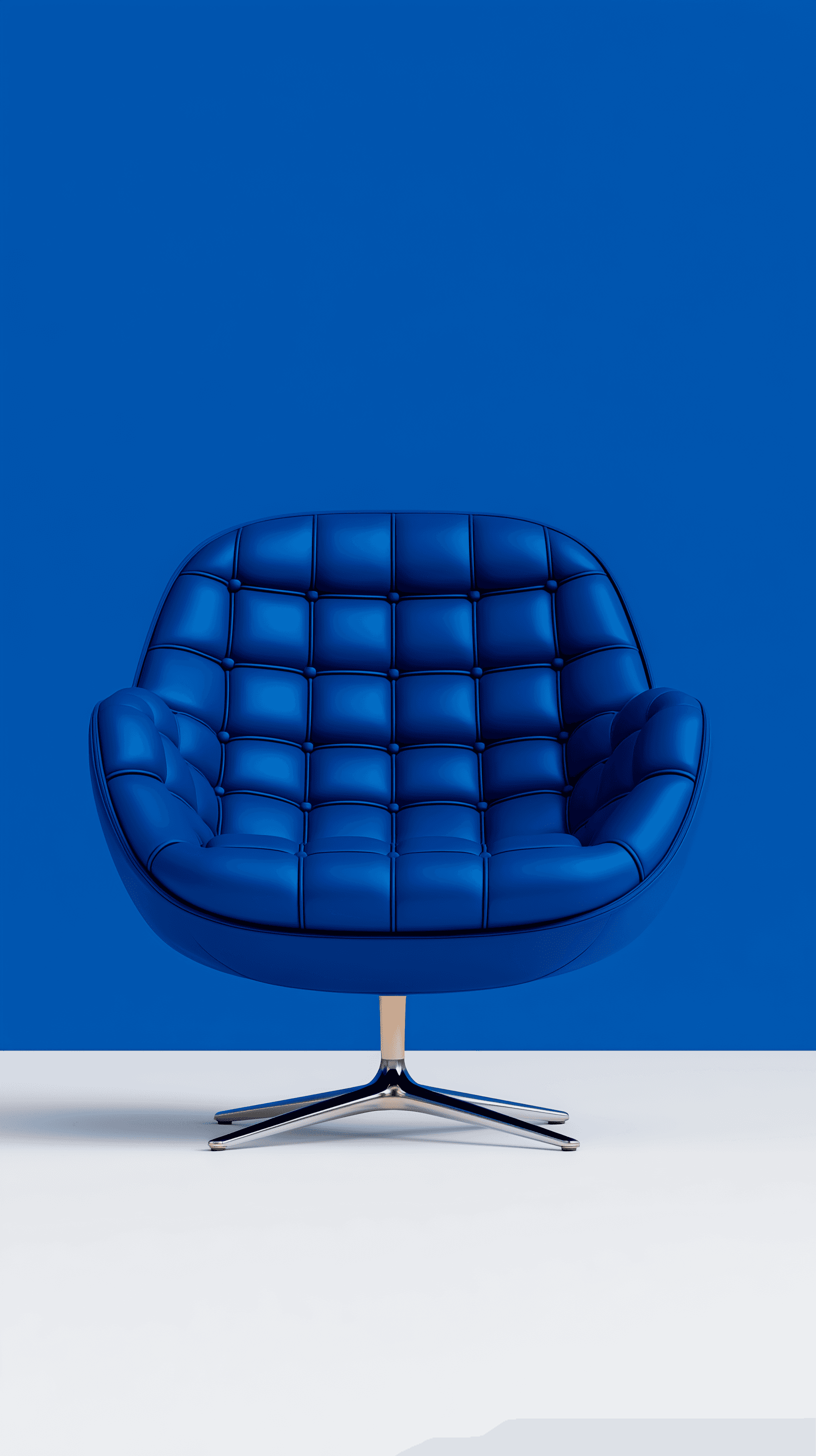 AI generated: pantone color deja vu blue, leather armchair, photorealistic rendering --ar 9:16 --raw --profile ue2...