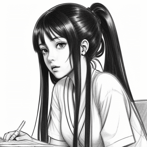 AI generated: Girl ,anime ,sketch, black and withe