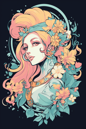 AI generated: T Shirt Design, Floral Vector, Nickelodeon Clipart, Symbol inspired by Yu-Gi-Oh!, Pastel color schem...