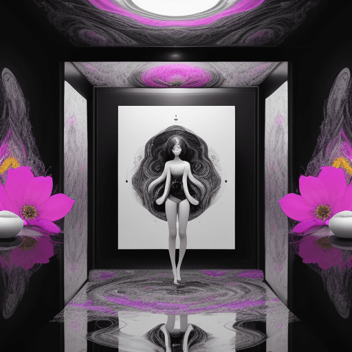AI generated: "Generate a captivating AI image portraying a transformational moment where a girl in a drab, black-...