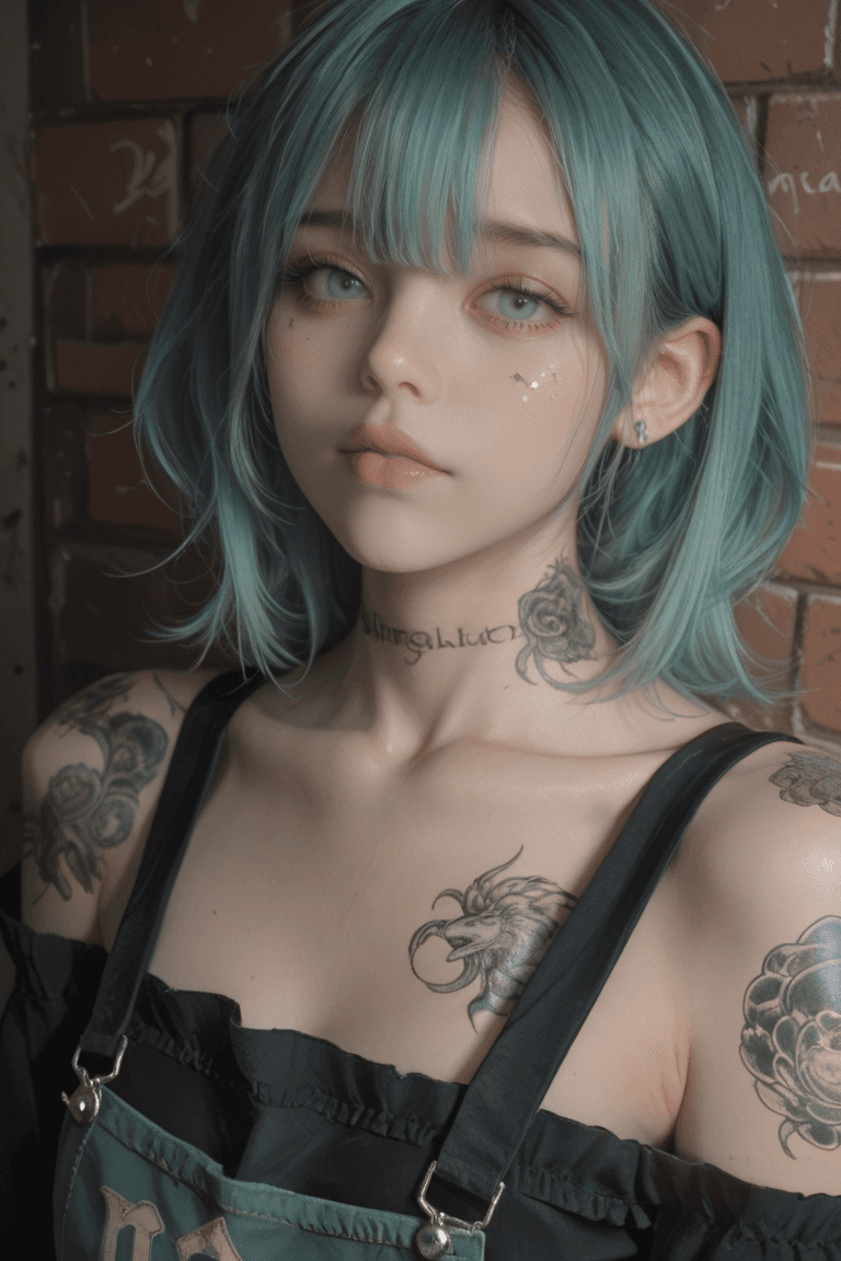 AI generated: A young woman of indeterminate ethnicity is centered in a portrait style image, her upper body promi...